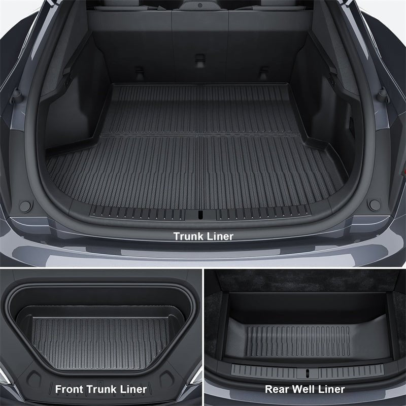 All Weather TPE Interior Floor Mats Cargo Liners Set for Tesla 2022+ Model S