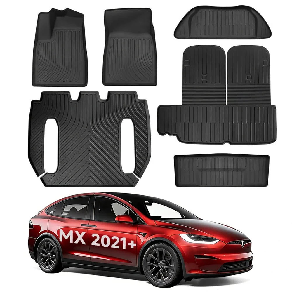 All Weather TPE Interior Floor Mats Cargo Liners Set for Tesla Model X 2021+