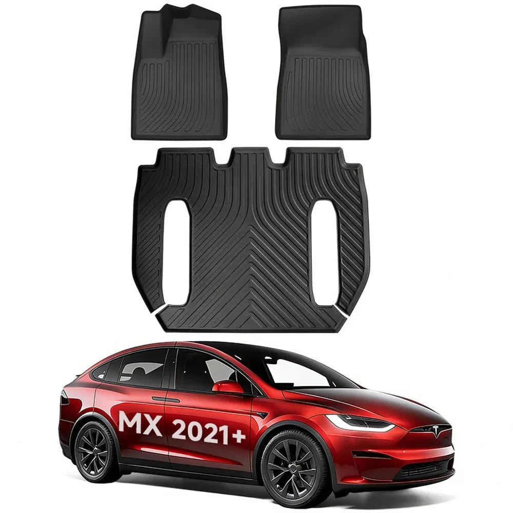 All Weather TPE Interior Floor Mats Cargo Liners Set for Tesla Model X 2021+