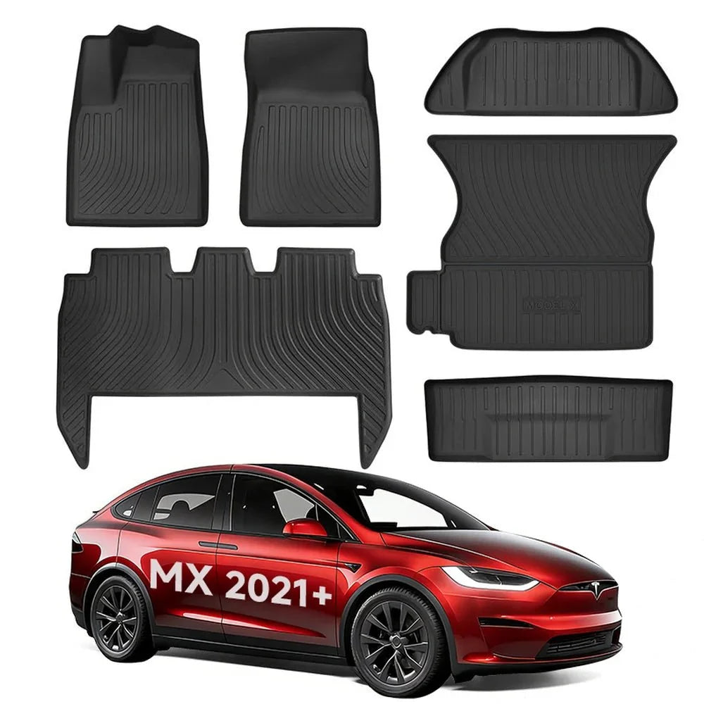 All Weather TPE Interior Floor Mats Cargo Liners Set for Tesla Model X 2021+