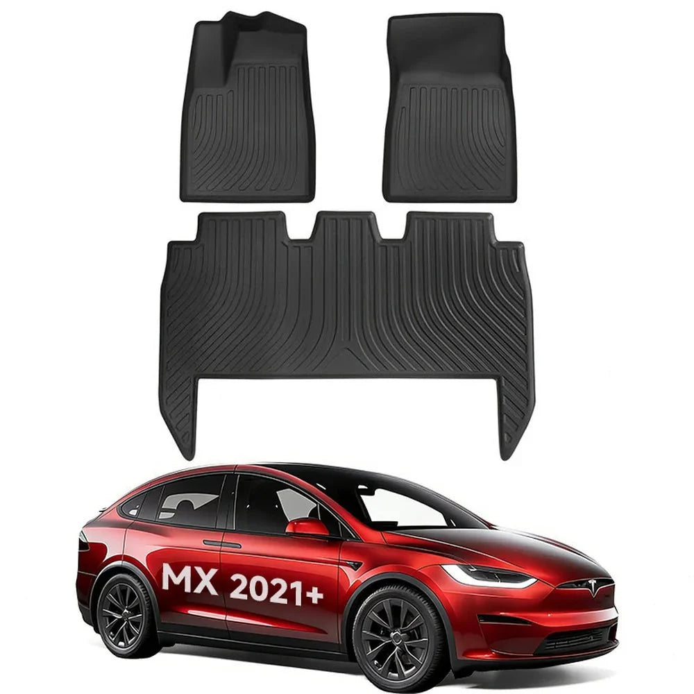 All Weather TPE Interior Floor Mats Cargo Liners Set for Tesla Model X 2021+