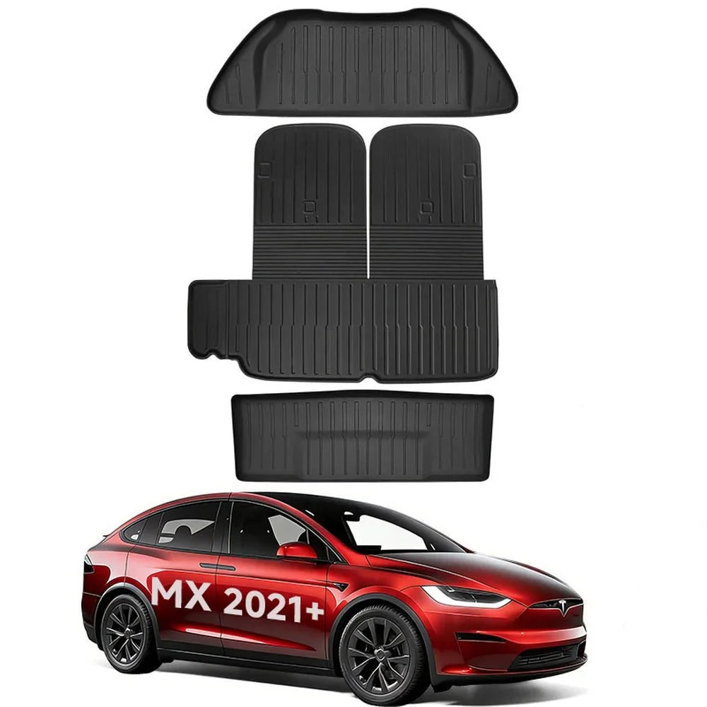 All Weather TPE Interior Floor Mats Cargo Liners Set for Tesla Model X 2021+