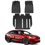 All Weather TPE Interior Floor Mats Cargo Liners Set for Tesla Model X 2021+