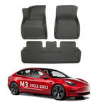 All Weather XPE Interior Floor Mats Cargo Liners Set for 2021-2023 Tesla Model 3