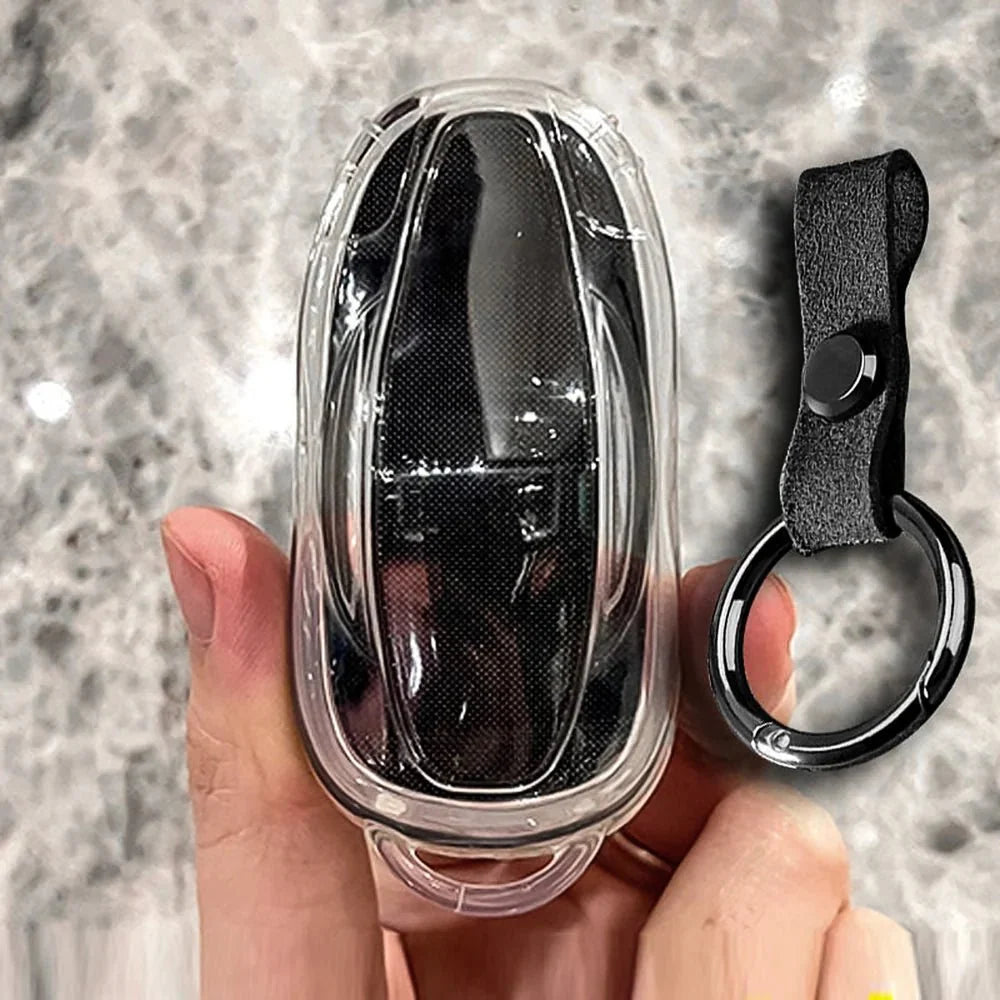 Alloy and Leather Key Fob Cover for Tesla Model 3/Y/S/X