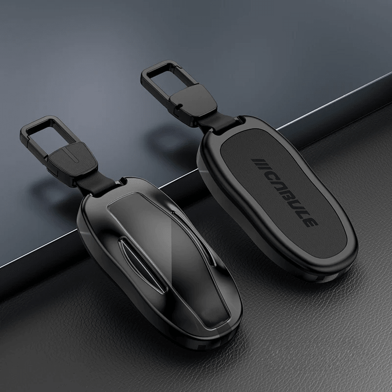 Alloy and Leather Key Fob Cover for Tesla Model 3/Y/S/X