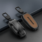 Alloy and Leather Key Fob Cover for Tesla Model 3/Y/S/X