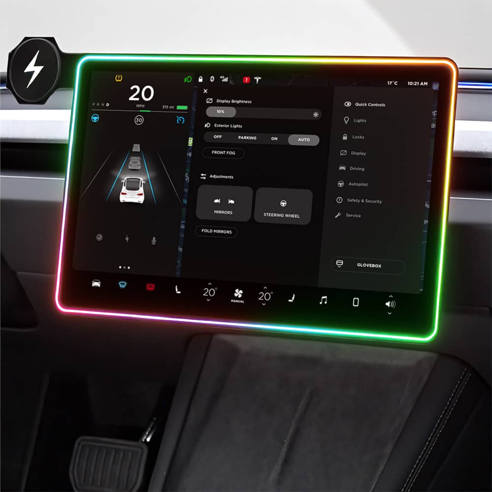 Model 3/Y Music-Synced RGB Ambient Lighting With Wireless Charging Phone Mount