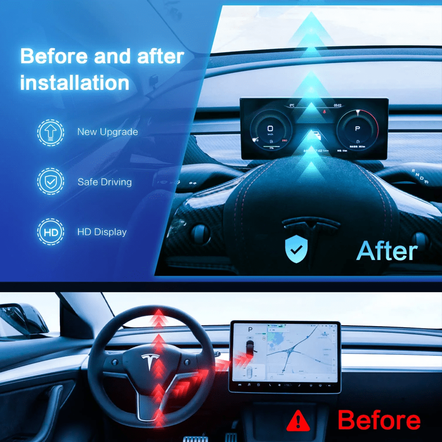 Android 4G 10.25'' Instrument Cluster Heads Up Display for Tesla Model 3/Y (Only Suitable for Left-hand Drive Use)