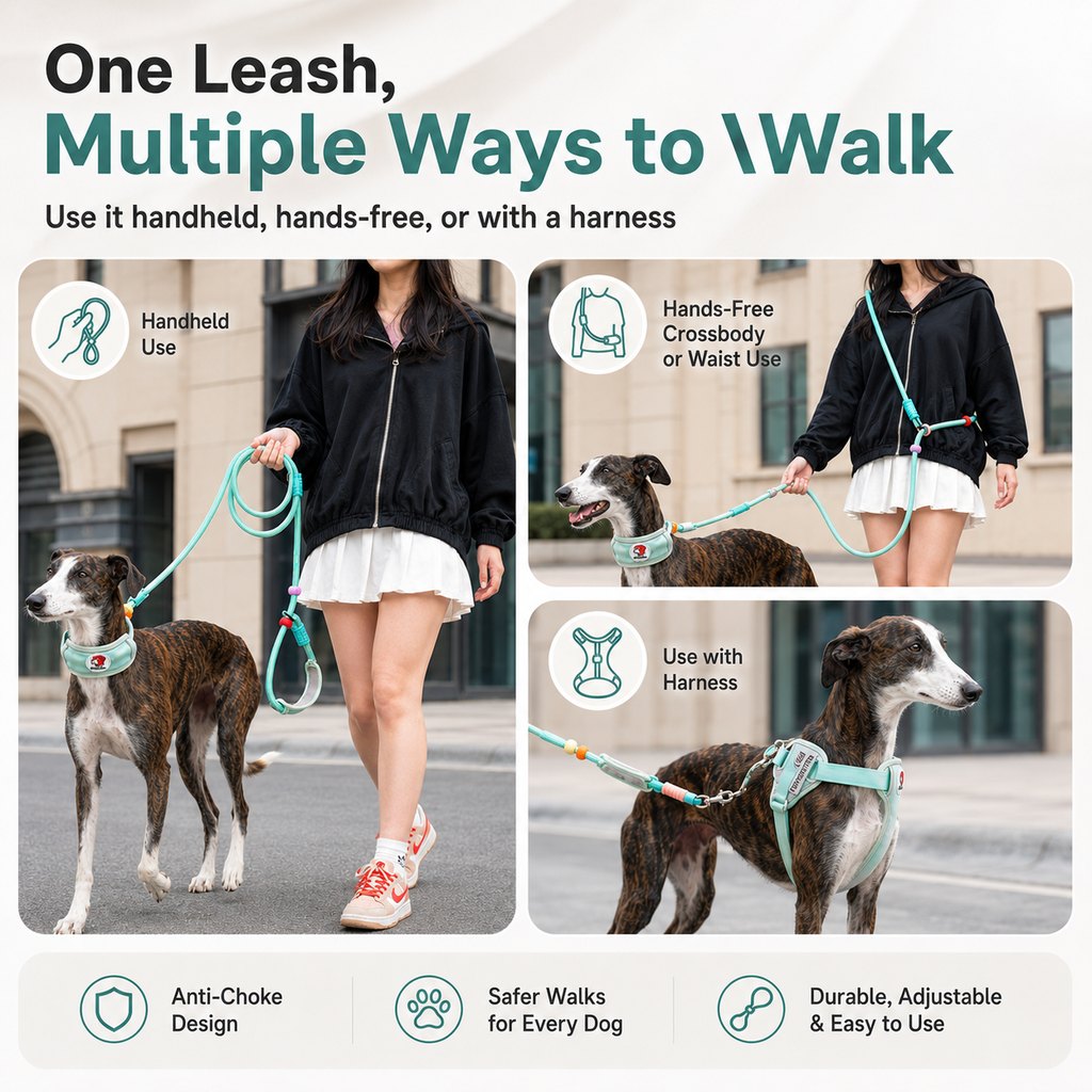 MirokenAnti-Choke Dog Leash for Everyday Walks - Padded Neck Protection & Better Control for Pullers