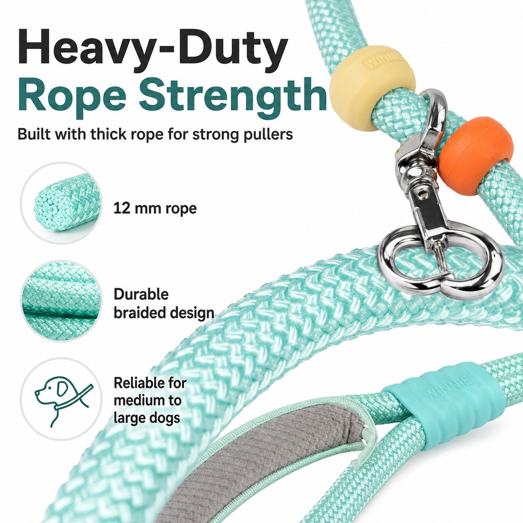 MirokenAnti-Choke Dog Leash for Everyday Walks - Padded Neck Protection & Better Control for Pullers