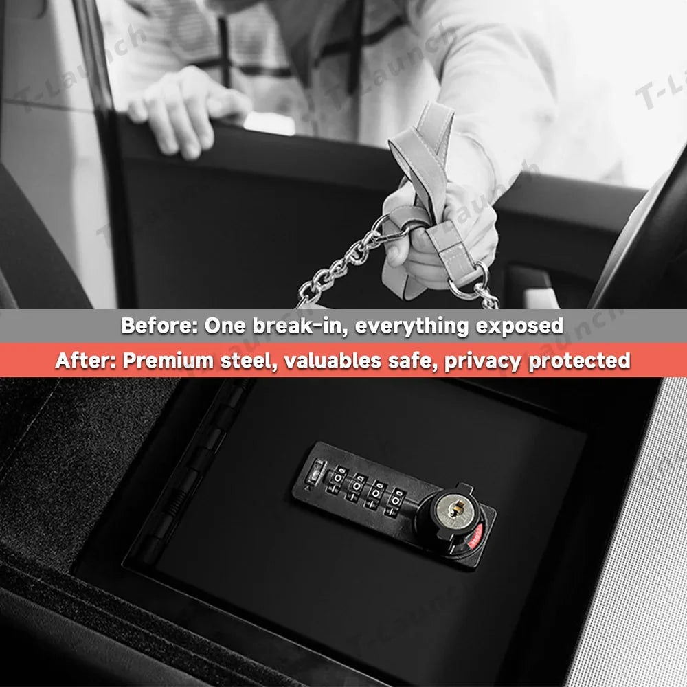Anti-Theft Center Console Safe LockBox for Tesla Model Y Juniper 2025+ / Model 3 Highland 2024+
