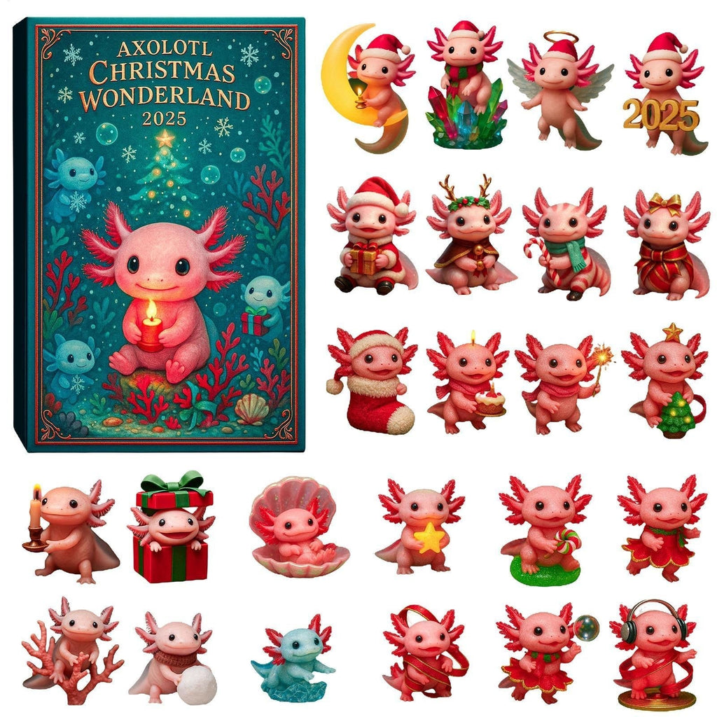 Axolotl Advent Calendar 2026 - 24 Axolotl Christmas Ornaments