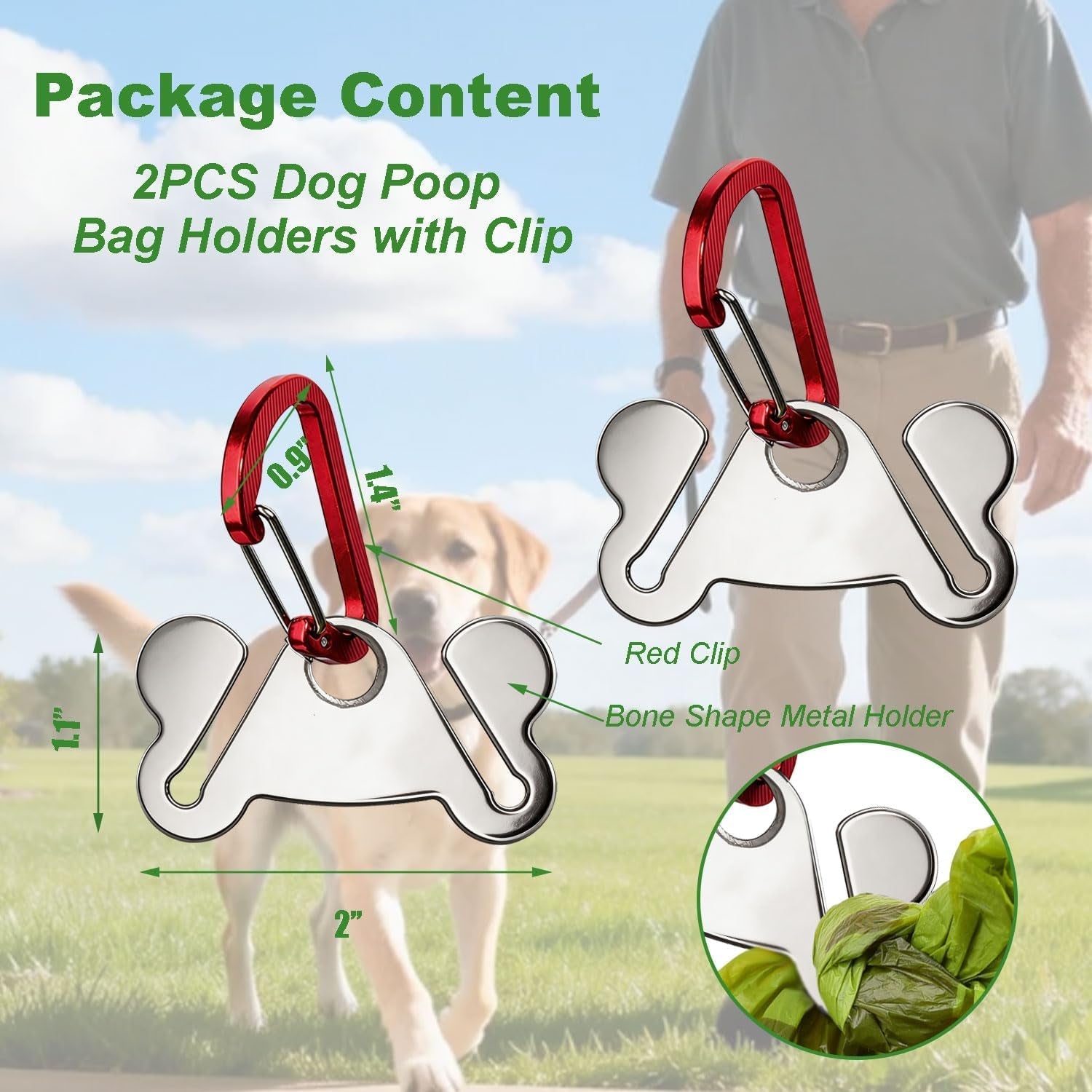 Hands-Free Dog Poop Bag Holder 2-Pack