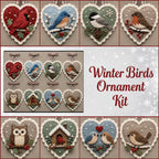 Beginner-Friendly Winter Bird Felt Heart Ornament Sewing Kit Collection