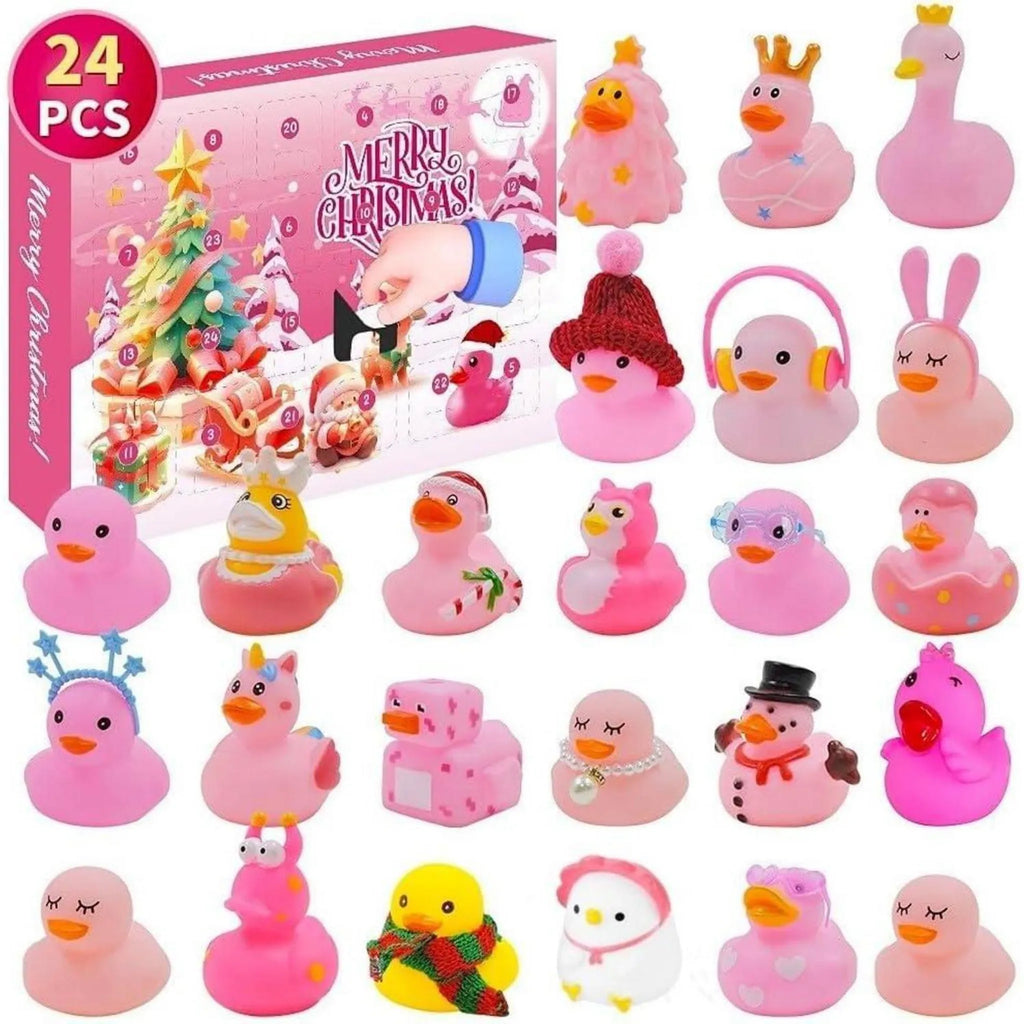 Rubber Duck Advent Calendar 2026 - 24 Christmas Rubber Ducks, Yellow or Pink