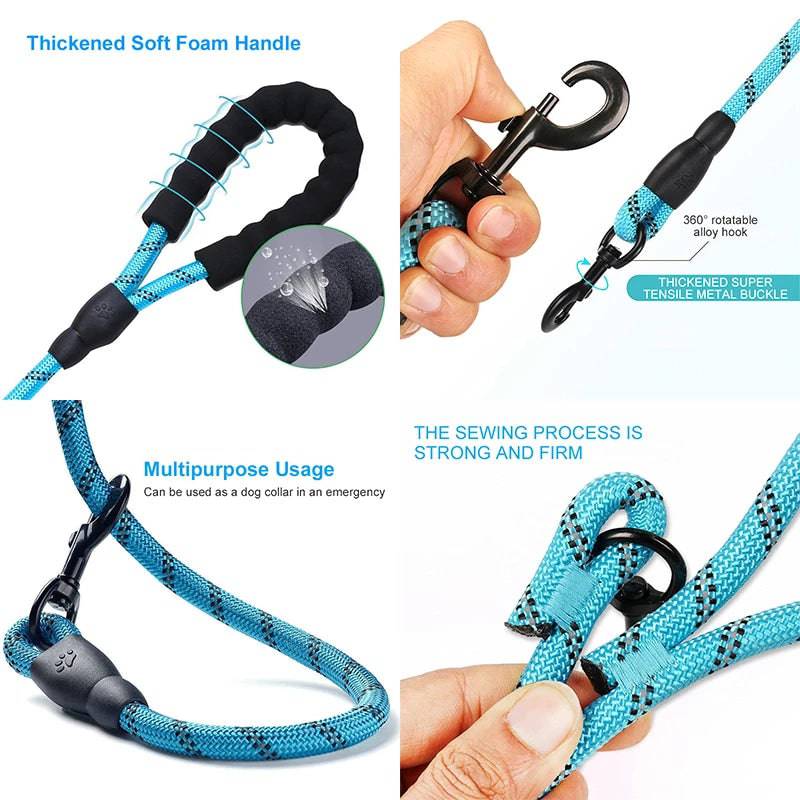 Strong Nylon Reflective Dog Leash â Heavy-Duty, Tangle-Free Pet Leash