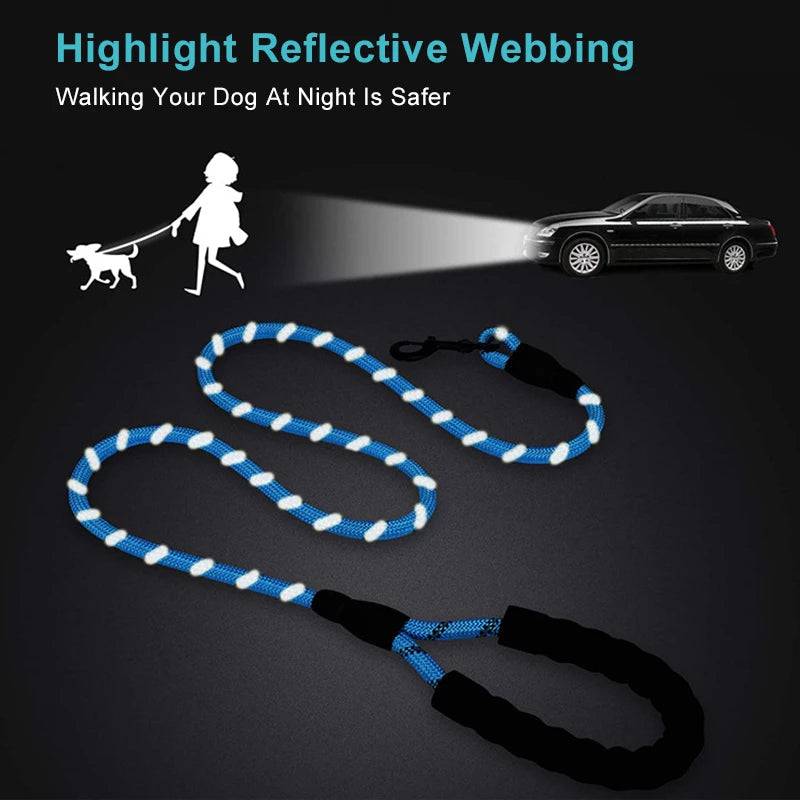 Strong Nylon Reflective Dog Leash â Heavy-Duty, Tangle-Free Pet Leash