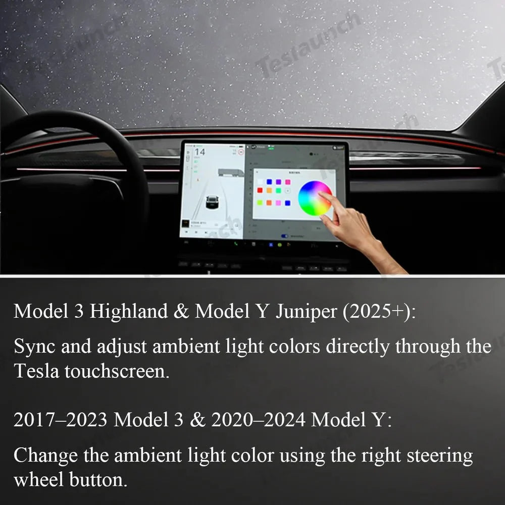Blind Spot Detection (BSD) Smart Ambient Light for Tesla Model Y/3 (2017–2025+)
