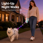 MirokenRechargeable Light-Up Retractable Dog Leash for Night Walks - Helps Small Dogs Stay Visible & Easy to Control