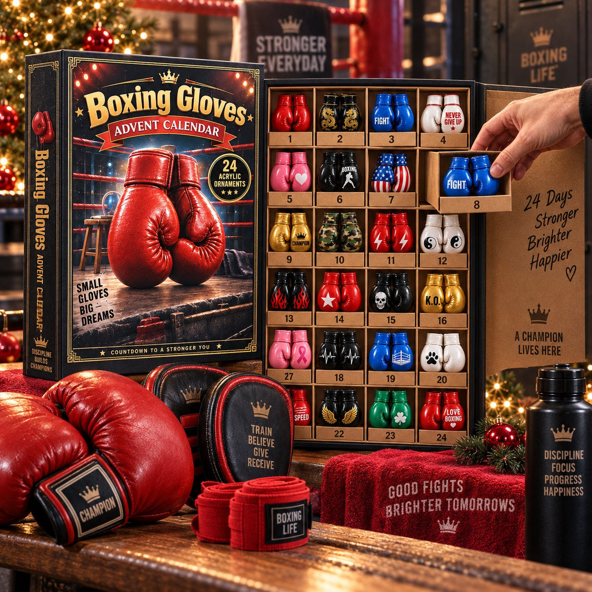 Boxing Advent Calendar 2026 - 24 Acrylic Boxing Ornaments for Boxing Enthusiasts