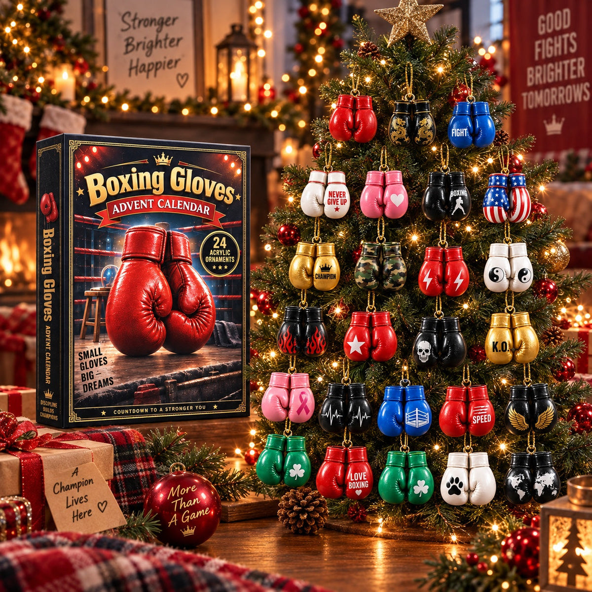 Boxing Advent Calendar 2026 - 24 Acrylic Boxing Ornaments for Boxing Enthusiasts