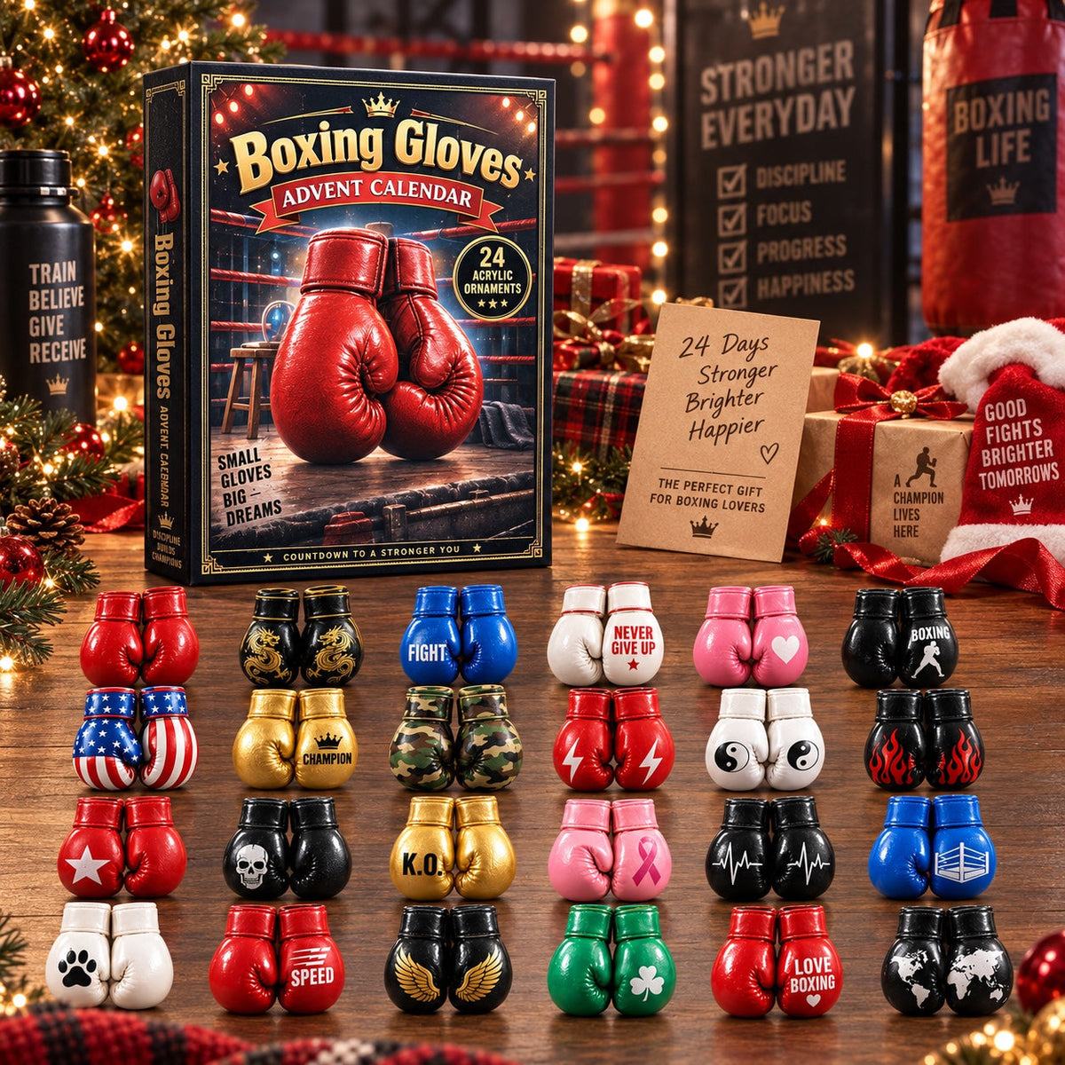 Boxing Advent Calendar 2026 - 24 Acrylic Boxing Ornaments for Boxing Enthusiasts