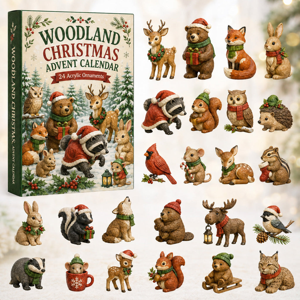 Woodland Animals Advent Calendar 2026 - 24 Acrylic Woodland Animal Ornaments
