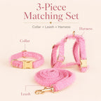 MirokenBoutique Lace Dog Harness, Collar & Leash Set for Birthday Photos & Daily Walks - 3-Piece Ruffle Walking Set