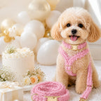 MirokenBoutique Lace Dog Harness, Collar & Leash Set for Birthday Photos & Daily Walks - 3-Piece Ruffle Walking Set