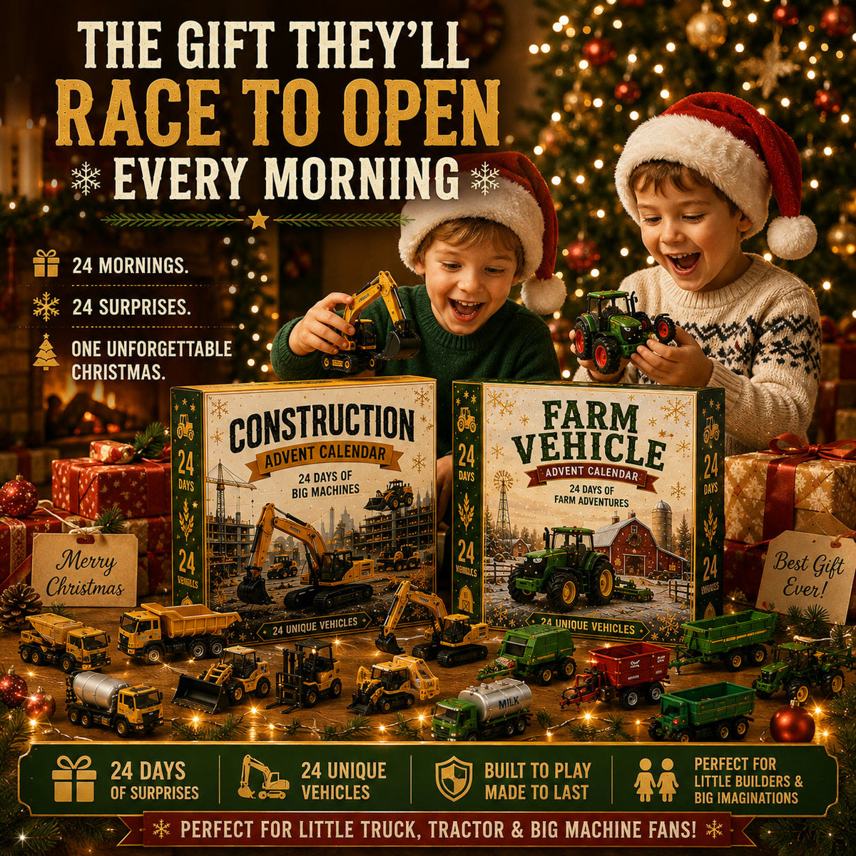 Construction Vehicles Advent Calendar 2026 - 24 Heavy Machines