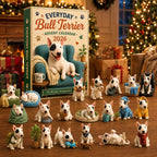 Bull Terrier Advent Calendar 2026 - 24 Acrylic Bull Terrier Ornaments