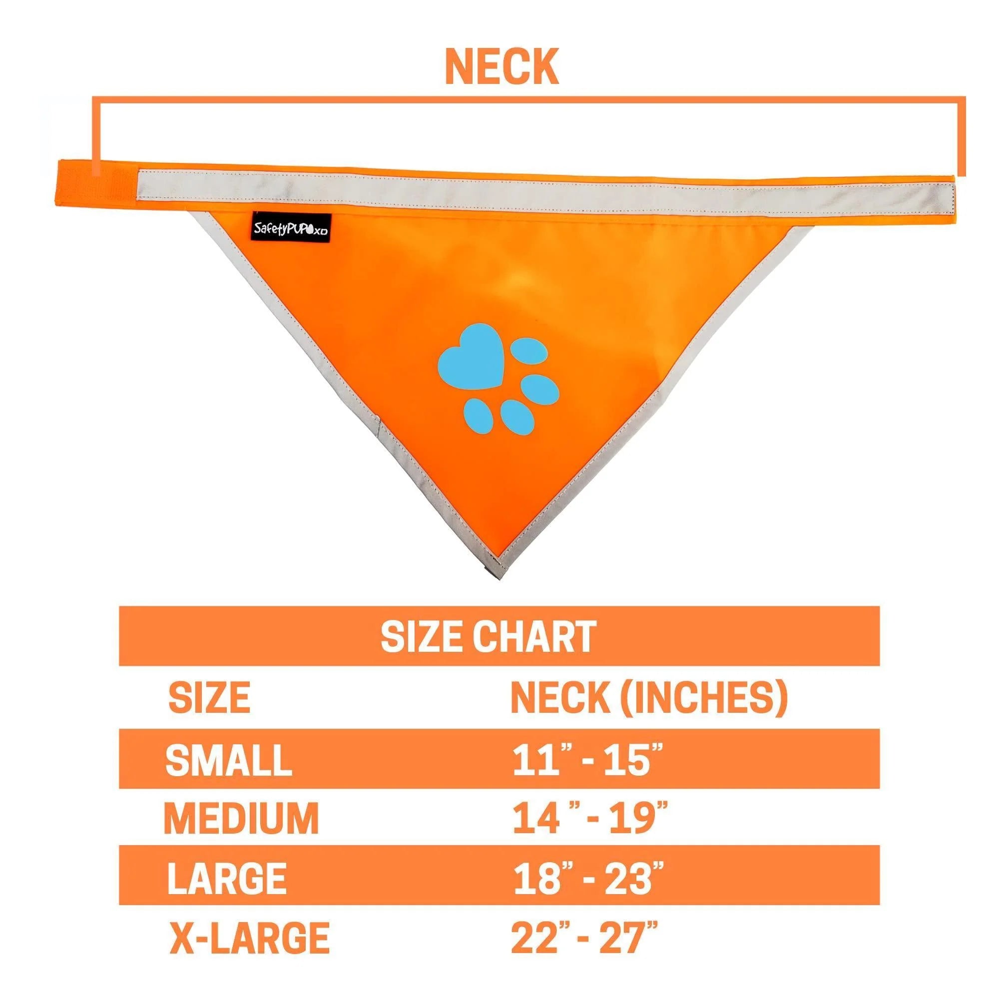 Hi-Vis Orange Reflective Dog Bandana, Large