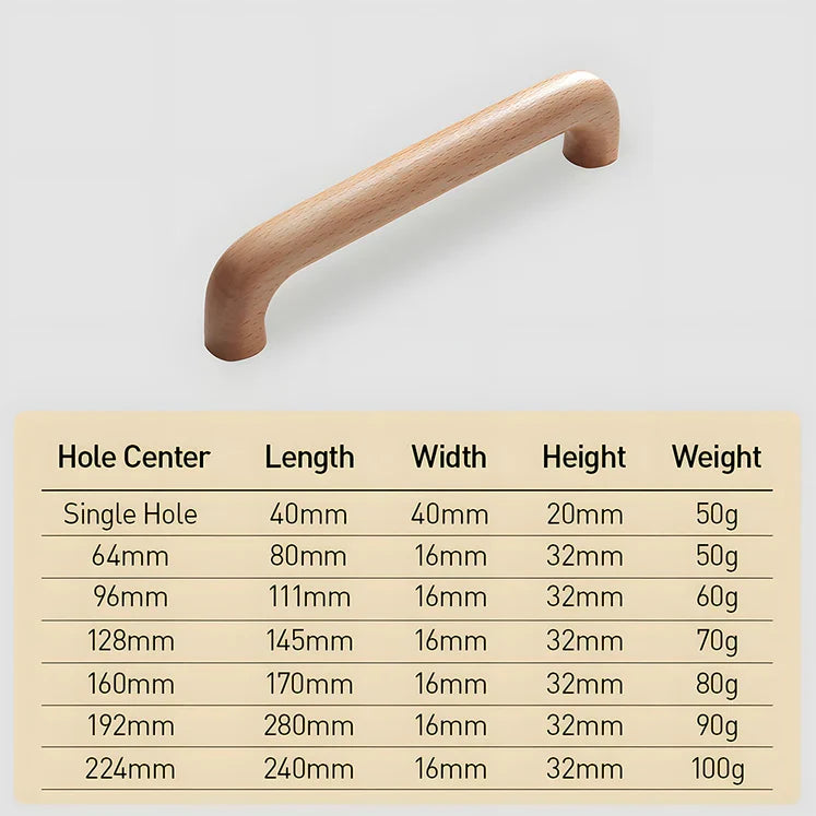 Scandinavian Solid Wood Cabinet Handles