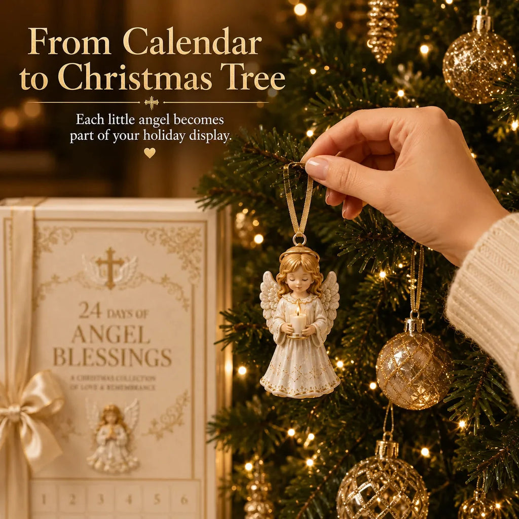 24-Day Angel Christmas Advent Calendar | 24 Unique Faith-Inspired Angel Ornaments with Hanging Loops for Daily Advent Surprises & Tree Display