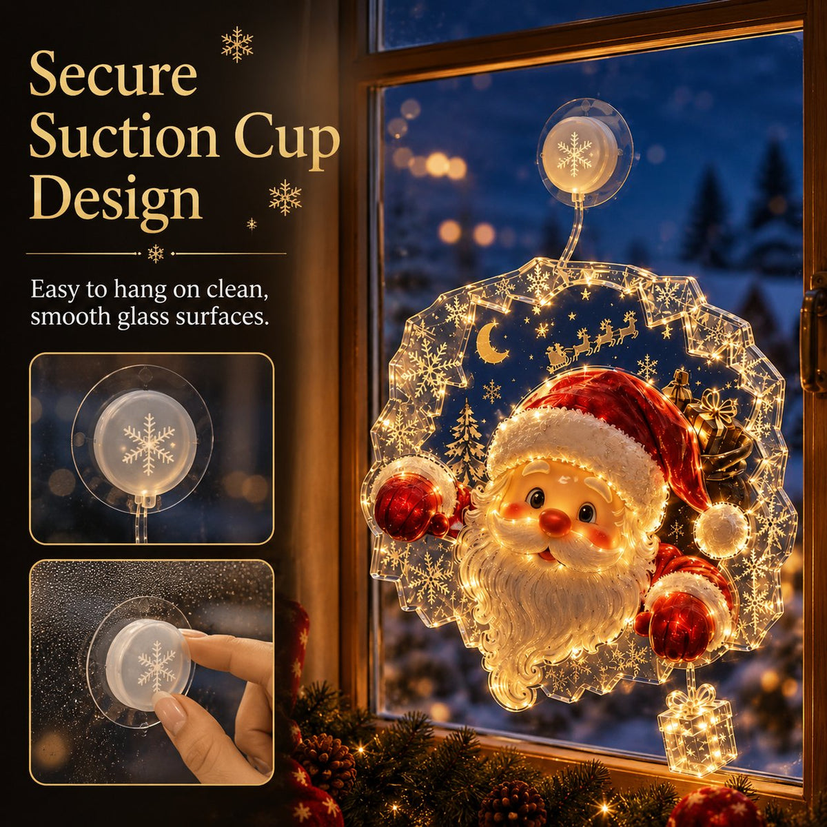 Christmas Window Light Ornament with Suction Cup