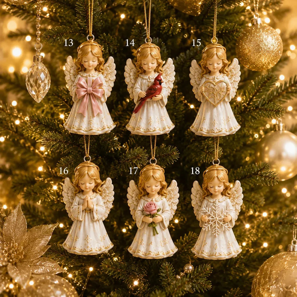 24-Day Angel Christmas Advent Calendar | 24 Unique Faith-Inspired Angel Ornaments with Hanging Loops for Daily Advent Surprises & Tree Display