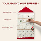 Canvas House Advent Calendar - Reusable Hanging Calendar with 24 Compartments