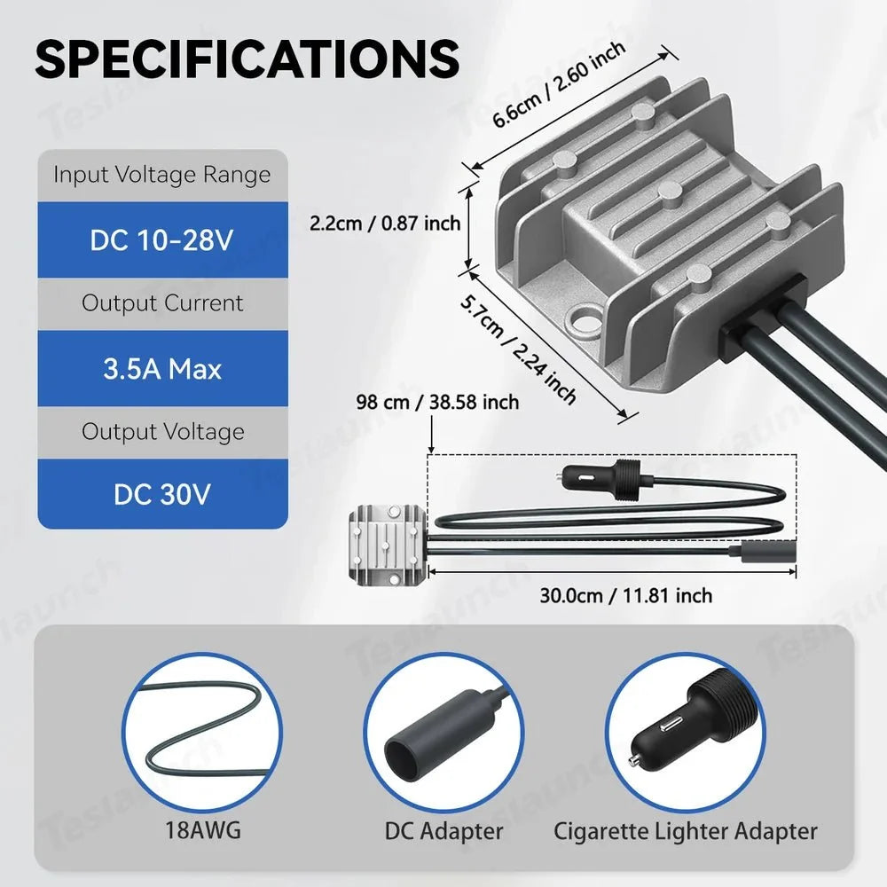 Car Charger 10-28V to 30V DC Power Adapter with Female Plug for Starlink Mini