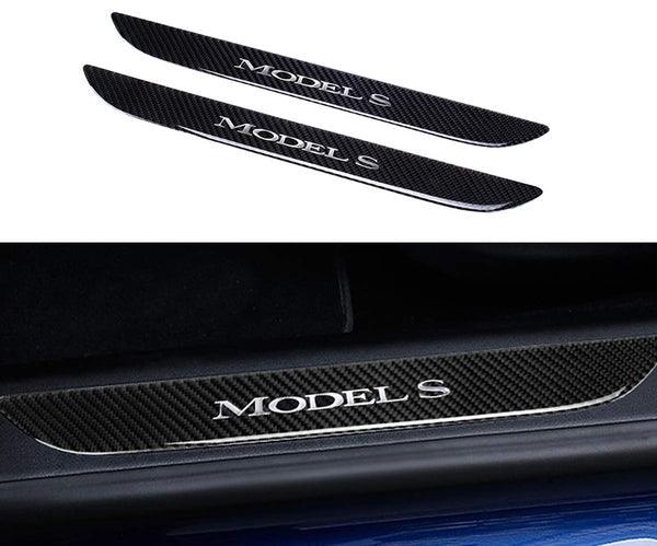 Carbon Fiber Door Sill Protector Covers (2 Pcs) For Tesla Model S (2016-2020)
