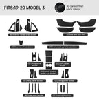 Carbon Fiber Interior Wrap Kit Sticker for Tesla Model 3