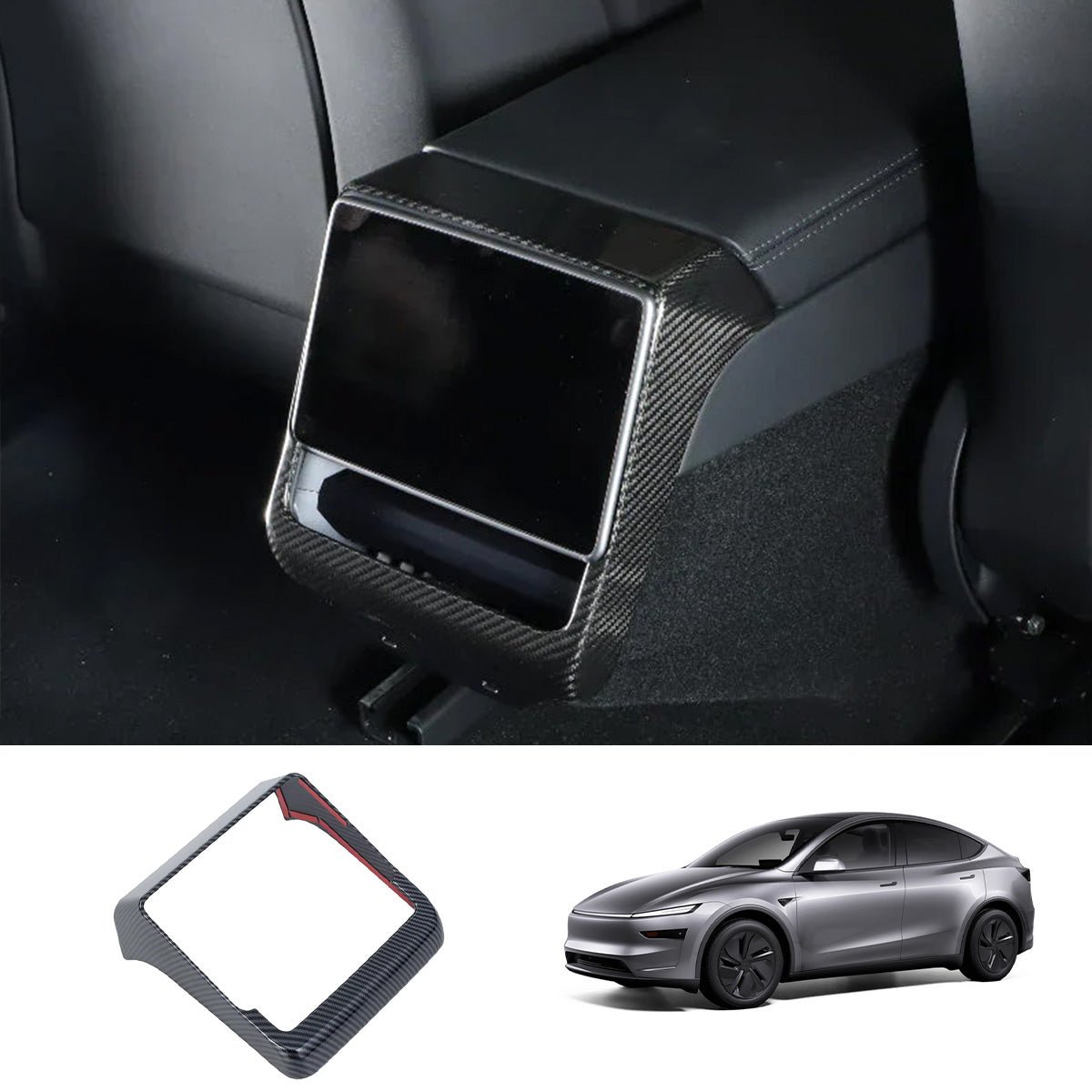 Carbon Fiber Rear AC Vent Cover (Carbon Fiber Pattern ABS) for Tesla Model Y Juniper 2025+
