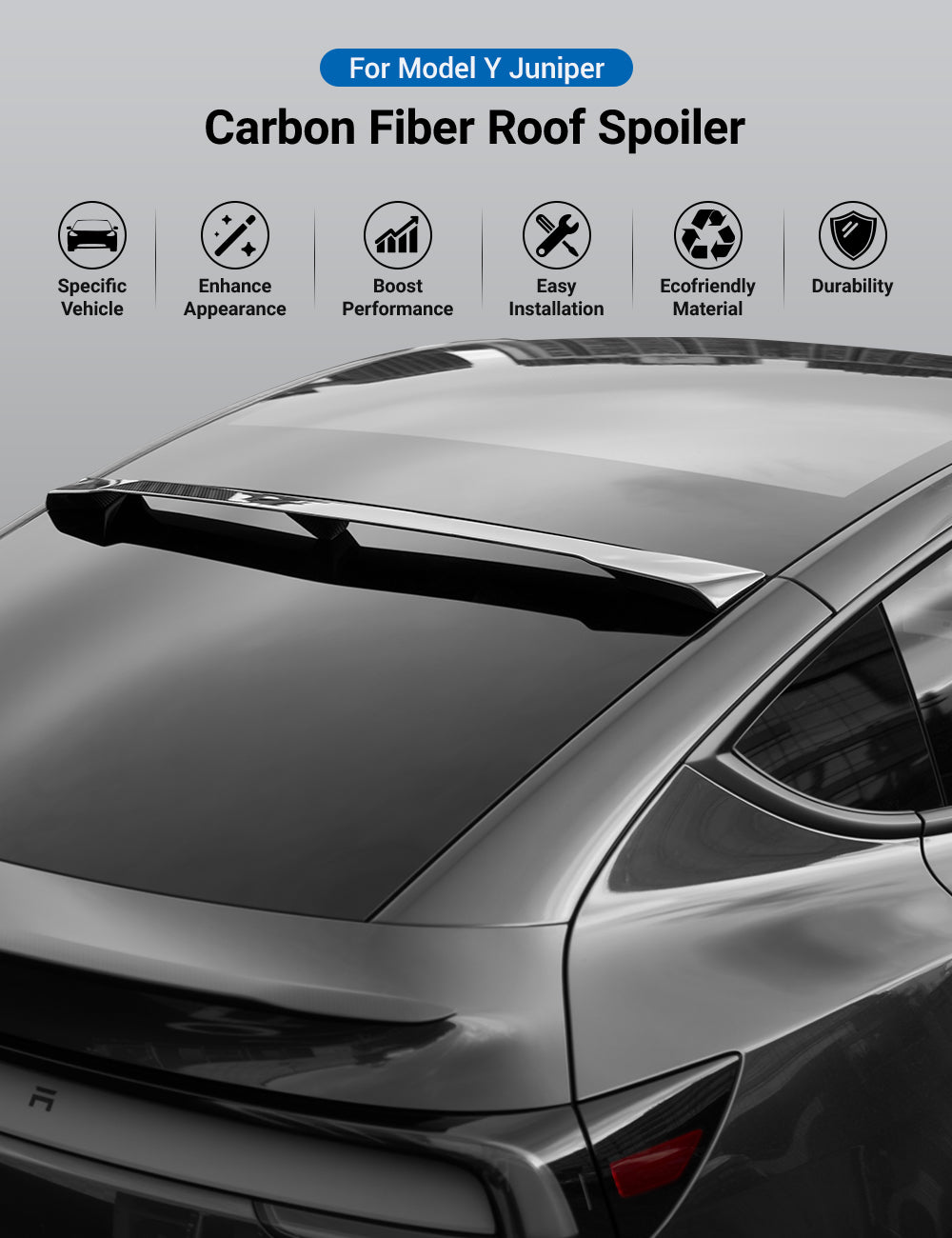 Dry Carbon Fiber Roof Spoiler for Model Y 2020-2026 | Miroken