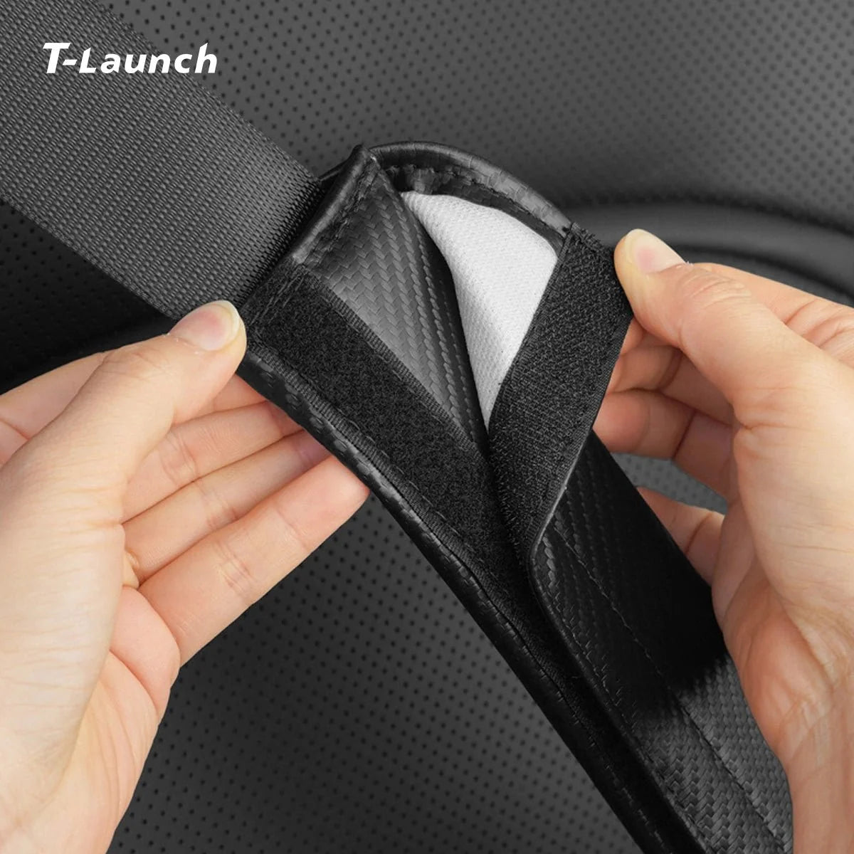 Carbon Fiber Style Seat Belt Shoulder Pad - Universal Fit for All Cars