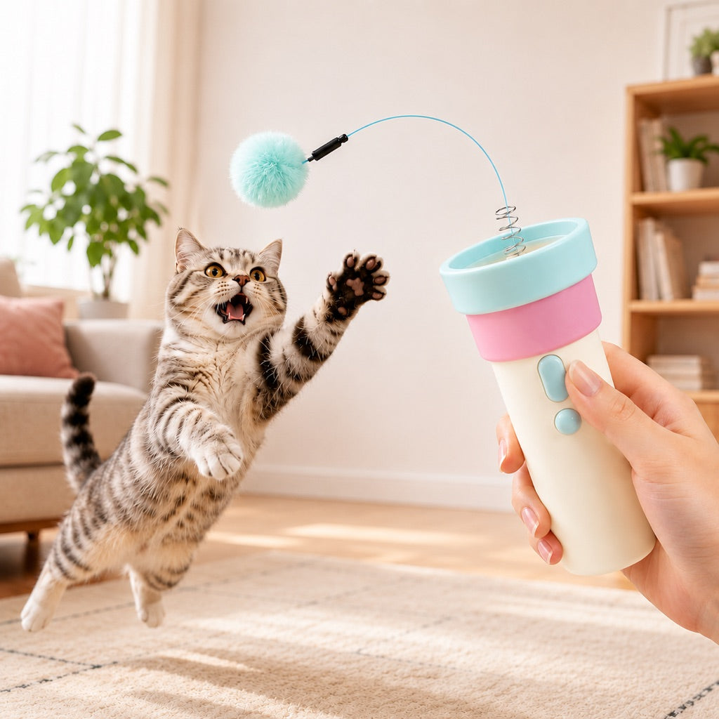 MirokenOne-Click Electric Cat Teaser Launcher for Indoor Cats - Chase & Pounce Play Without Constant Wand Waving