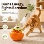 MirokenInteractive Wobble Cat Toy for Indoor Cats - Treat-Dispensing Feather Teaser That Keeps Cats Busy