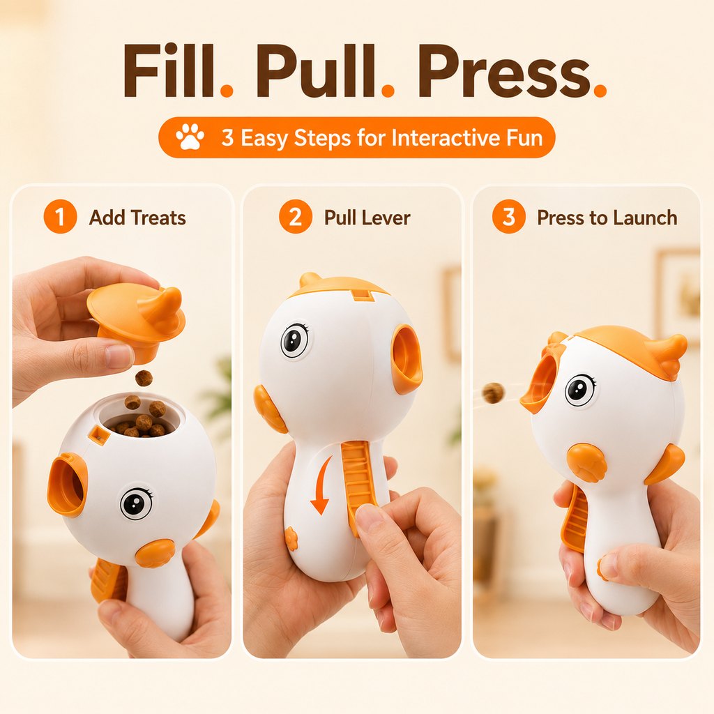 MirokenInteractive Cat Treat Launcher Toy with Laser - Indoor Cat Enrichment Game for Bored Cats, Exercise & Feeding Fun