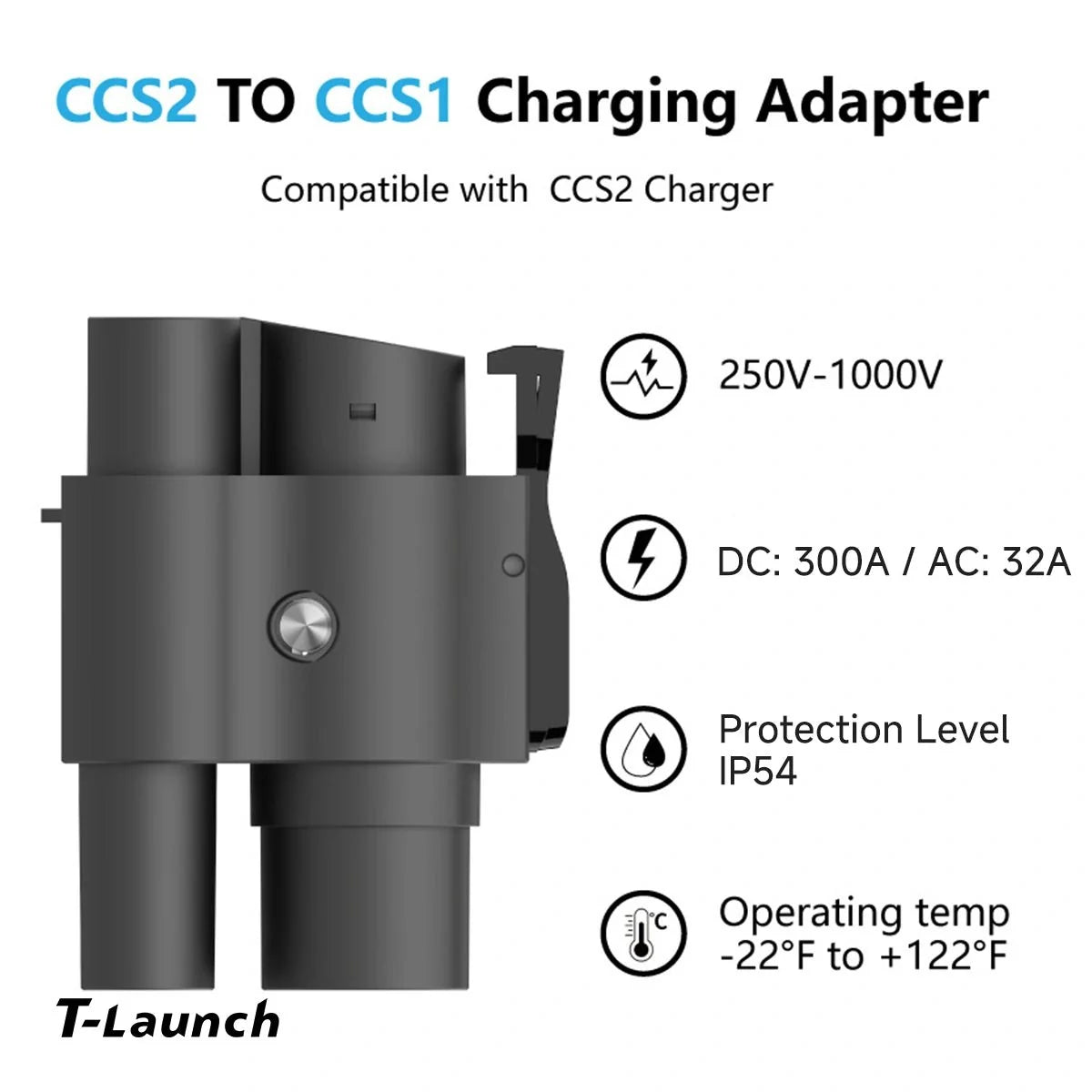 CCS2 to CCS1 EV Fast Charging Adapter (DC+AC)