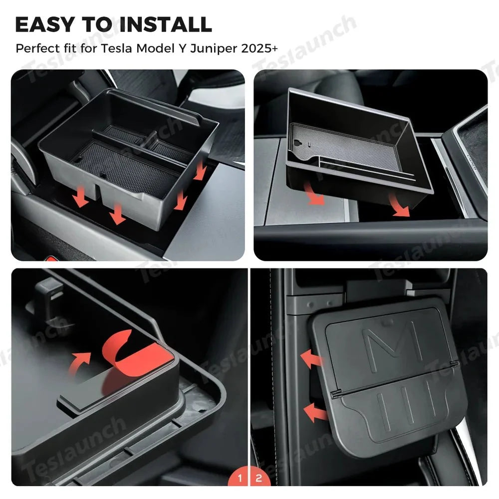 Center Console Organizer and Armrest Box for Tesla Model Y Juniper 2025+