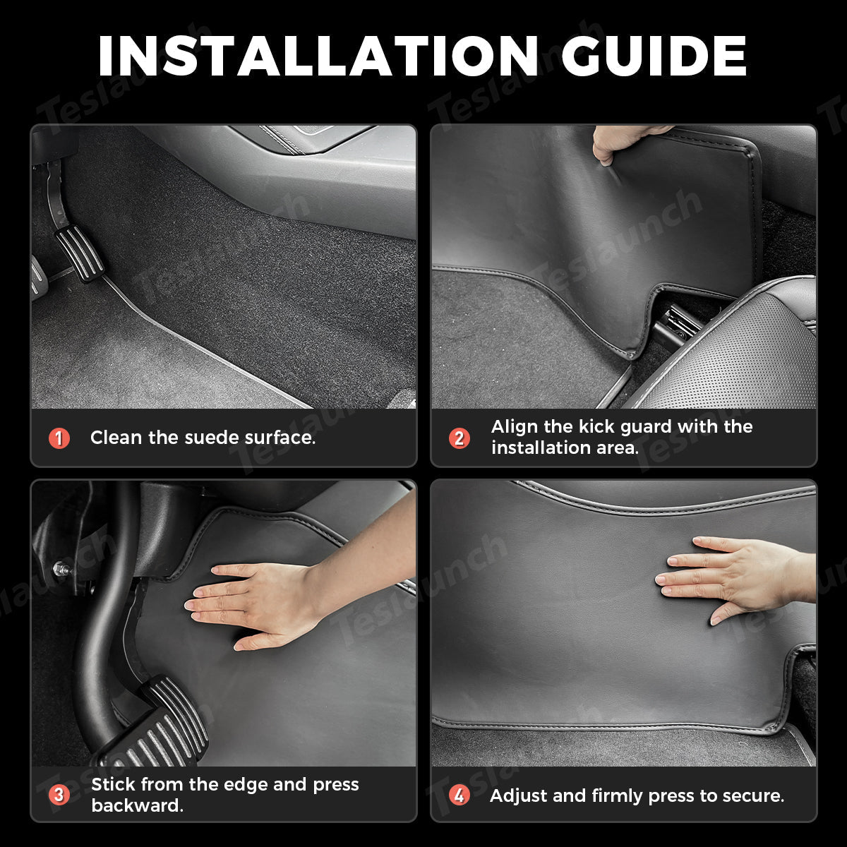Center Console Side Kick Protectors – Leather Covers for Tesla Model Y Juniper 2025+